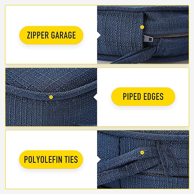 SUNROX Gel Memory Foam Chair Cushions, FadeShield Water-, Stain-Resistant Durable Reversible Seat Cushion Pads with Ties for Indoor/Outdoor Kitchen Dining Office 17"x16" Set of 6, Navy-VerdiqueGarden