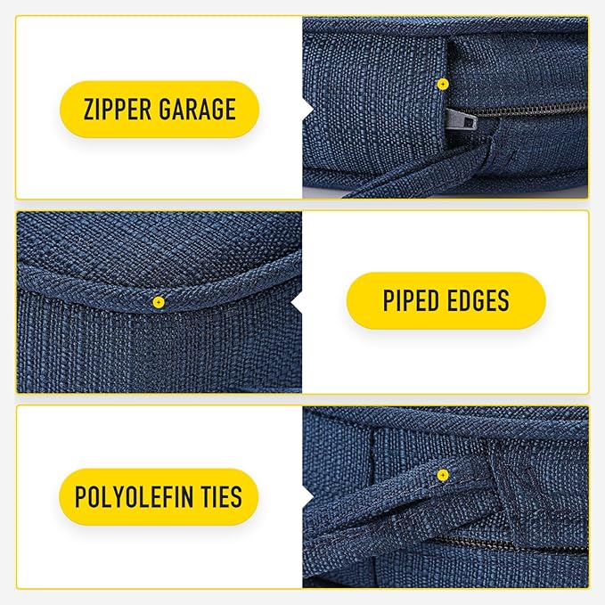 SUNROX Gel Memory Foam Chair Cushions, FadeShield Water-, Stain-Resistant Durable Reversible Seat Cushion Pads with Ties for Indoor/Outdoor Kitchen Dining Office 17"x16" Set of 2, Navy-VerdiqueGarden