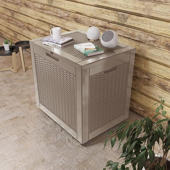 31 Gallon Outdoor Storage Box – Waterproof Deck Box for Garden & Patio,Light Brown-VerdiqueGarden