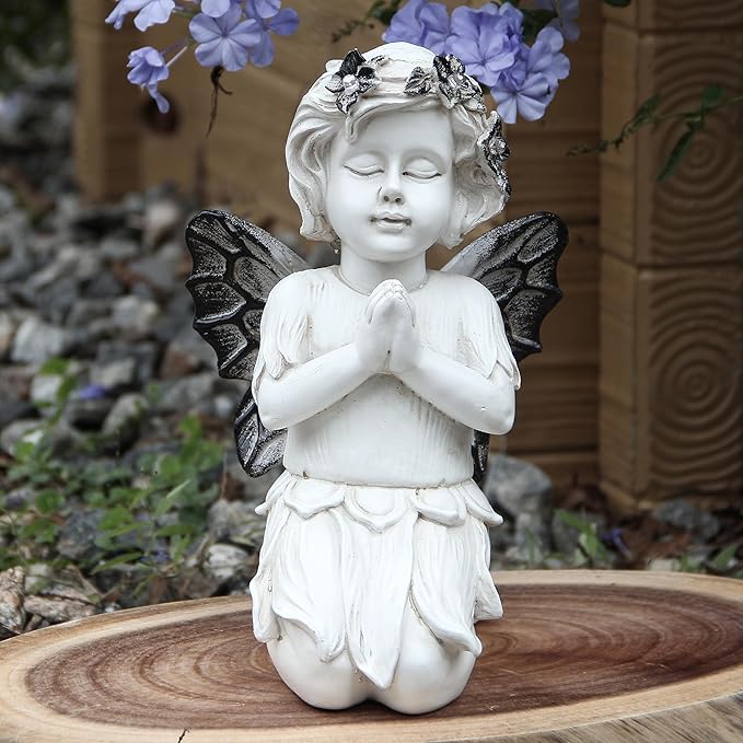 Leekung Angel Statues for Garden Decor - with Solar Powered Light Angel Garden Statues Outdoor Garden Sculptures & Statues Angels Figurines Memorial Praying Sculpture for Patio Lawn Yard Porch Gifts-VerdiqueGarden
