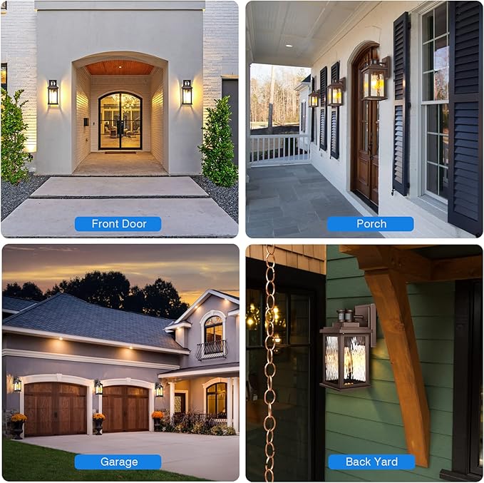 VIANIS Outdoor Motion Sensor Lights for House Oil-Rubbed Bronze, Exterior Waterproof Porch Lights Fixture Wall Mount for House, Aluminum Wall Lantern with Tempered Ripple Glass for Garage Entrance-VerdiqueGarden