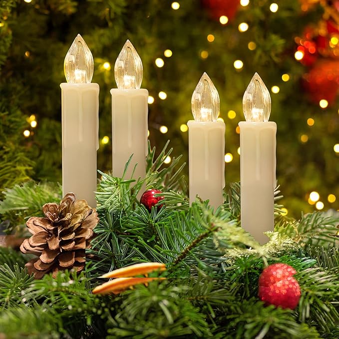 30 PCS Flameless LED Taper Candles Battery Operated Christmas Tree Candle Lights Electric Fake Candles with Remote Timer Perfect for Holiday Home Garden Wedding Parties Decor (30 PCS,Ivory)-VerdiqueGarden