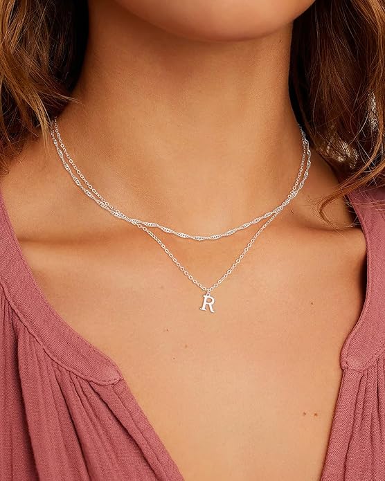 14K Gold Plated Initial Necklaces for Women Dainty Layered Letter Pendant Necklace Cute Choker Necklace Gift Trendy Stuff Personalized Jewelry Stack for Women Her