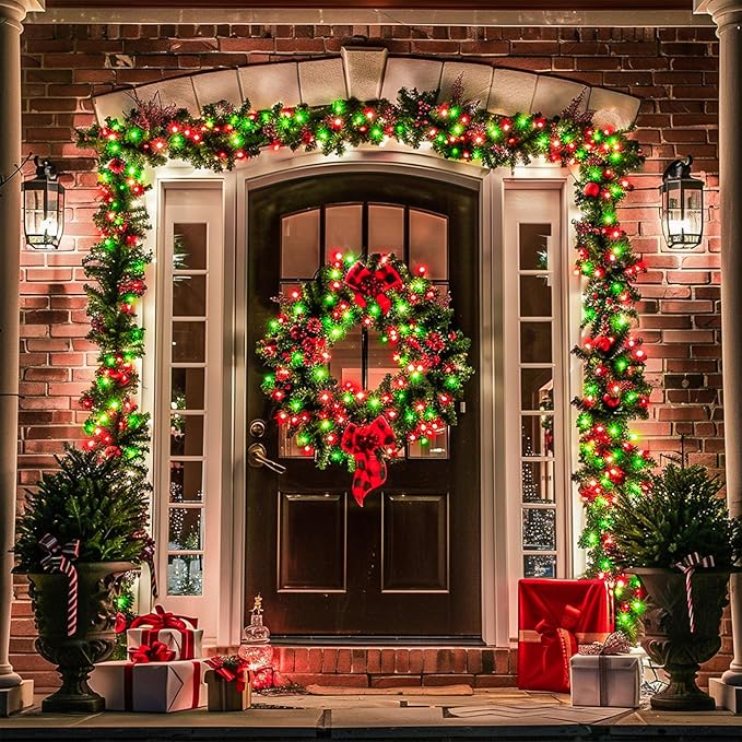 JMEXSUSS 200 LED Red and Green Christmas Lights Outdoor, 66ft String Lights Indoor Clear Wire Plug in for Bedroom Party Christmas Tree Decorations-VerdiqueGarden