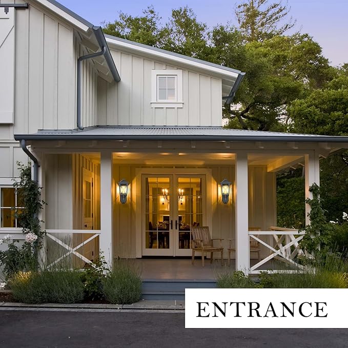 Darkaway Outdoor Wall Light Fixture,Outside Porch Lights Wall Mounted Seeded Glass Exterior Waterproof Lantern Modern E26 Socket Wall Sconce Lighting for Front Door Yard Patio-VerdiqueGarden