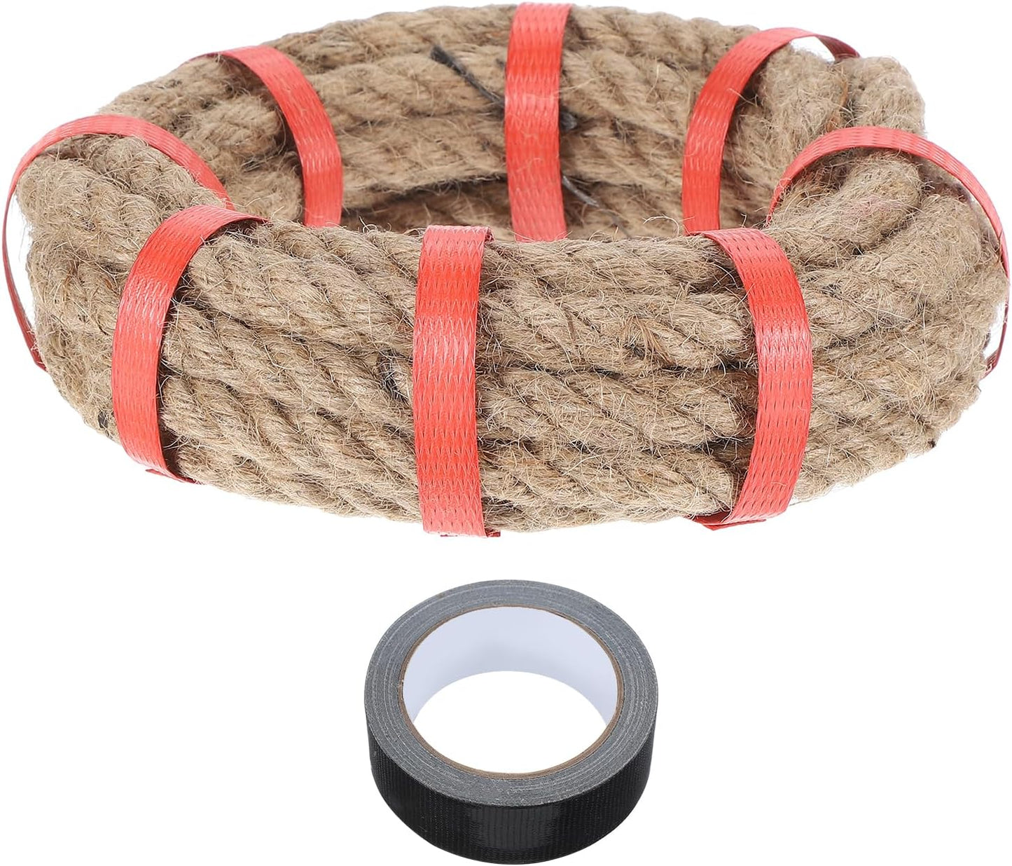 MECCANIXITY Jute Rope 0.6 Inch x 15ft, Thick Twine Rope Ropes Braided Jute Twine Natural Brown Burlap Cord String Heavy Twisted with Tape for Decorative Crafts Railing Swing Tug of War-VerdiqueGarden