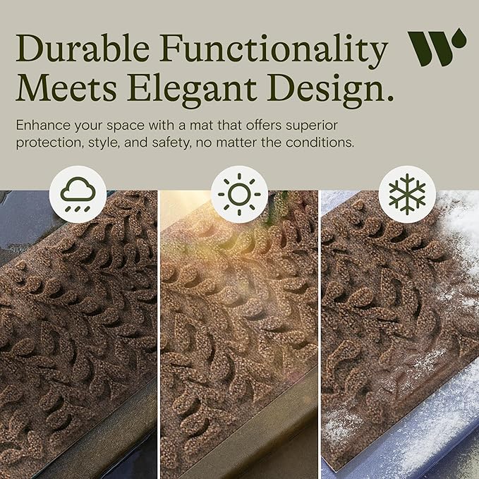 Bungalow Flooring Waterhog Stair Treads (Set of 4) – 8 1/2 x 30 Inches, Durable,Water-Trapping, Indoor/Outdoor Floor Covering, Boxwood Collection – Made in USA, Dark Brown