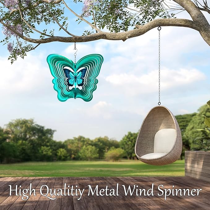 Butterfly Wind Spinners for Yard and Garden, Metal Butterfly Ornaments for Garden Décor, Outdoor Wind Spinner, Butterfly Gifts, Outdoor Garden Decoration, 12 inch Butterfly Wall Décor by ISEO-VerdiqueGarden