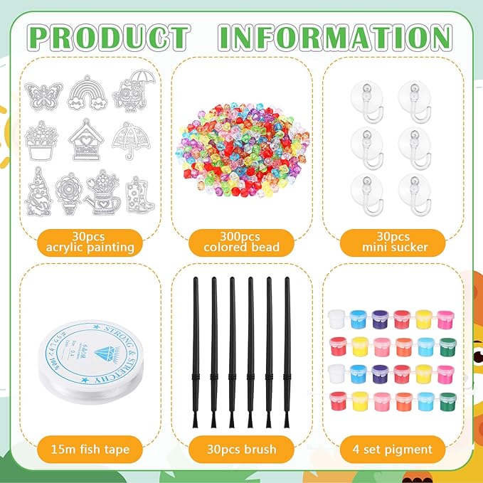 30 Sets Suncatchers Window Art Kits, DIY Sun Catchers Bulk Crafts Paint Your Own Window Ornaments for Boys Girls Classroom Home Party Birthday Activity Decor(Spring Style)-VerdiqueGarden