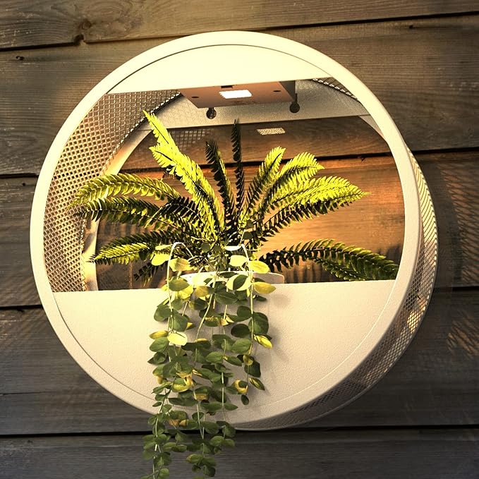 Grand patio Outdoor Circular LED Solar Hanging Wall Sconce Planter, with Dusk to Dawn Sensor Decor Wall Lighting for Garage Doorway Patio Yard, Cement Grey (S-Round)-VerdiqueGarden