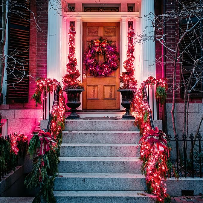 JMEXSUSS 33ft 100 LED Red Halloween Lights, 8 Modes Room String Light Indoor Plug-in, Clear Wire Red Christmas Lights Outdoor Waterproof for Halloween Bedroom, Party-VerdiqueGarden