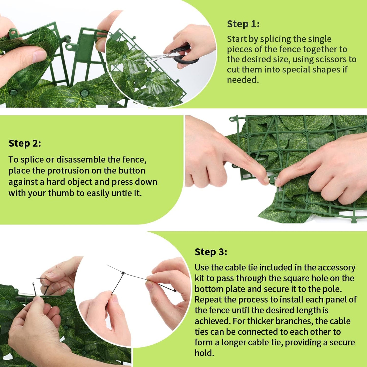 Jinwu Artificial Ivy Privacy Fence Screen (2 Rolls, Total 59x118 inch), Expandable Faux Privacy Fence with 80 pcs Zip Ties, Decoration for Outdoor Garden, Solid-Color Sweet Potato Leaf (Budget)-VerdiqueGarden