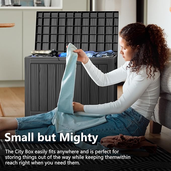 DRATO 45 Gallon Deck Box, Outdoor Storage Box for Patio Furniture, Patio Cushions, Gardening Tools, Pool Supplies 480lbs Weight Capacity,Waterproof Resin Storage Boxes-VerdiqueGarden