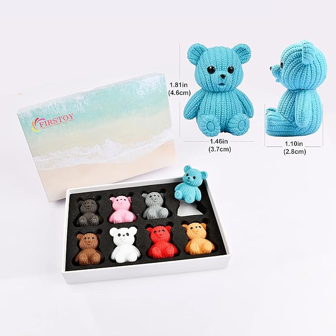 8Pcs Mini Resin Teddy Bear Figurines Cute Sweater Bears Desktop Ornaments Car Interior Decoration Garden FigurinesTiny Bear Statues Animals Sculpture Micro Landscape-VerdiqueGarden