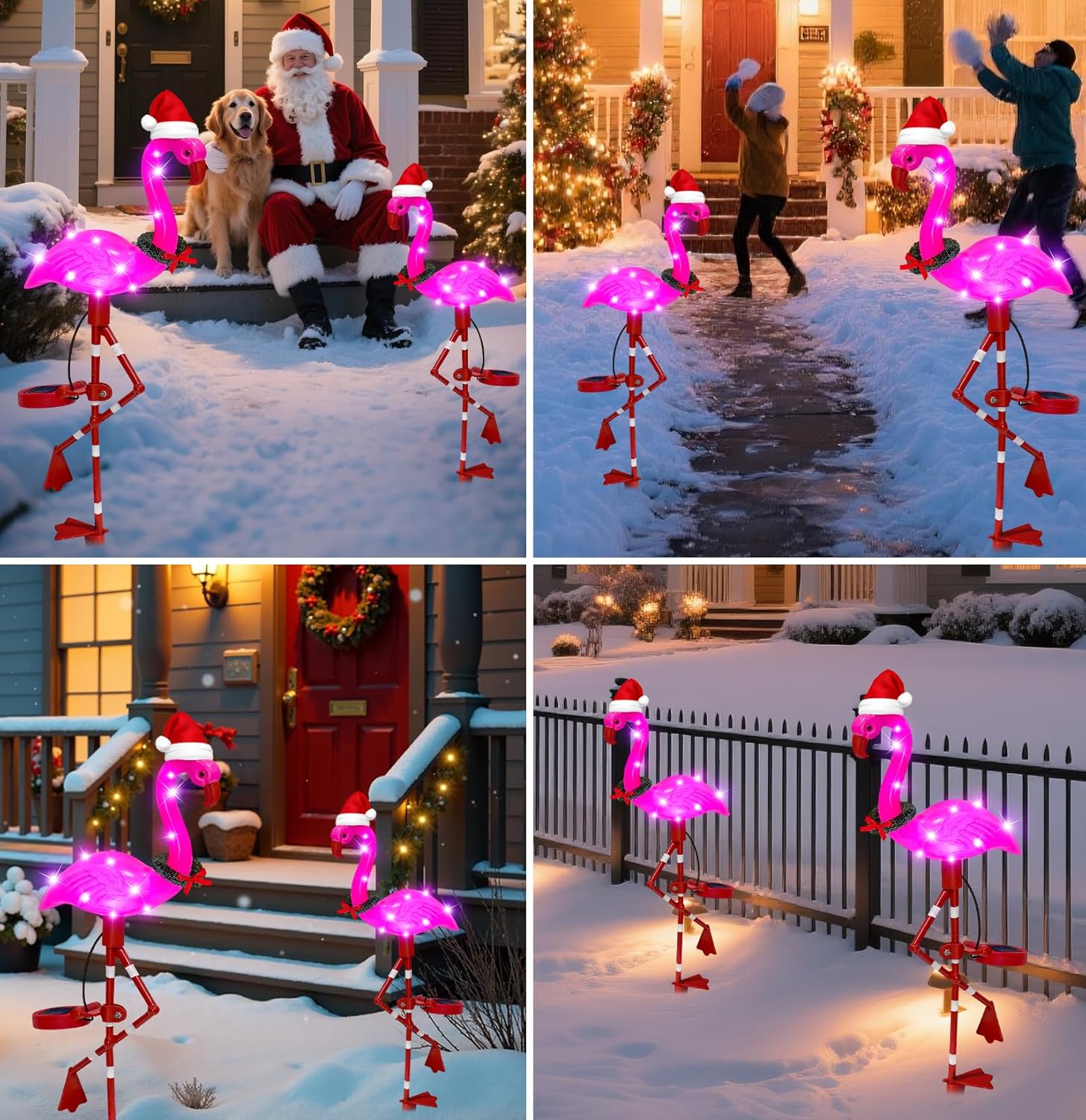 Solar Garden Lights Christmas Decorations Outdoor Waterproof,2 Packs Solar Flamingo Light,Birthday Xmas Gifts for Women Mom,Pink Flamingo Garden Statue,Decorative Lights for Yard Art Patio Porch Lawn-VerdiqueGarden
