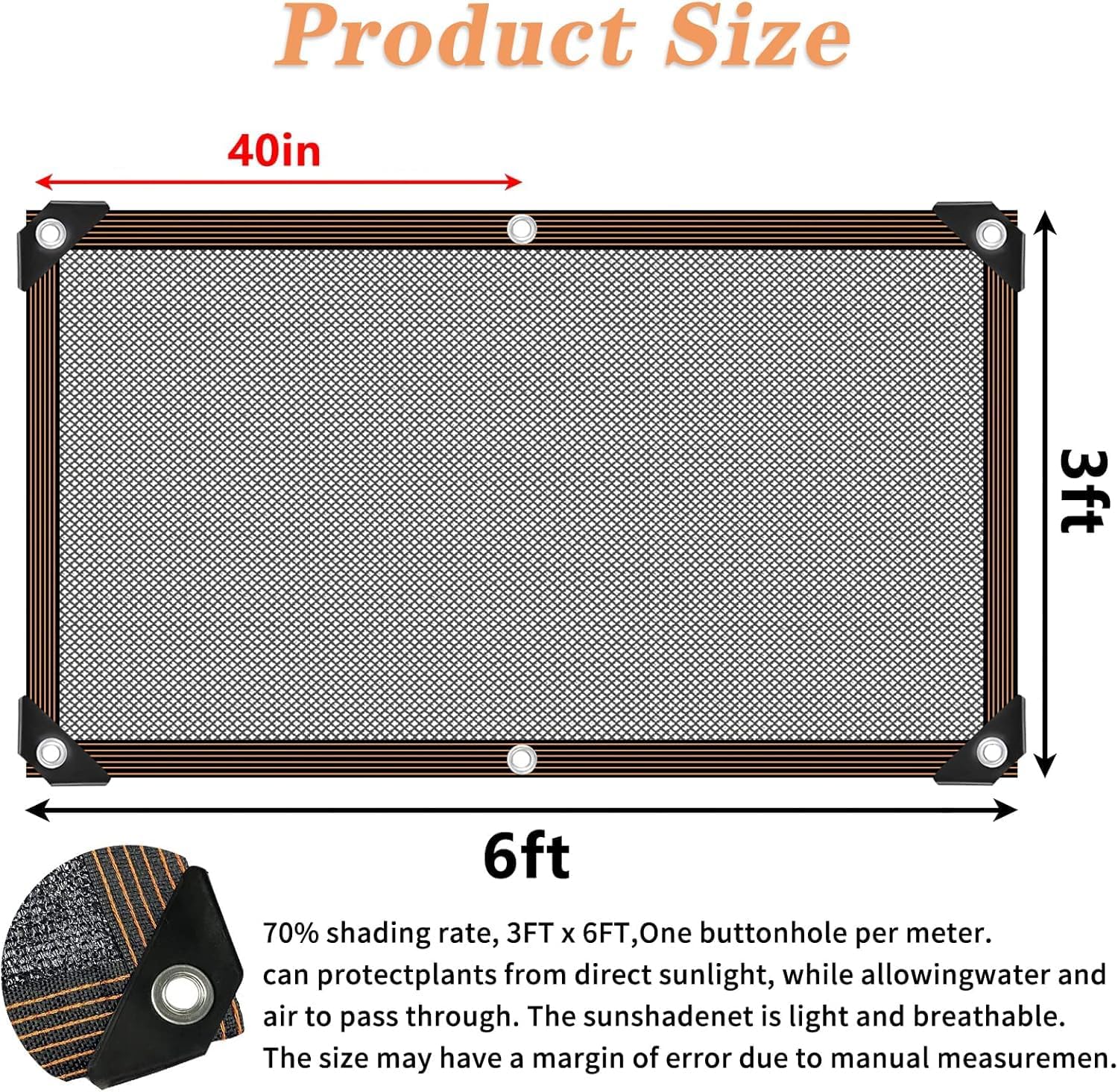 Shade Cloth -for Garden Plants,60-70% Sunblock Shade Neting -for Outdoor Garden Bed Neting Mesh Pergola Patio Lawn Sun Cloth - for Dog Kennel Cover Chicken Coop-VerdiqueGarden