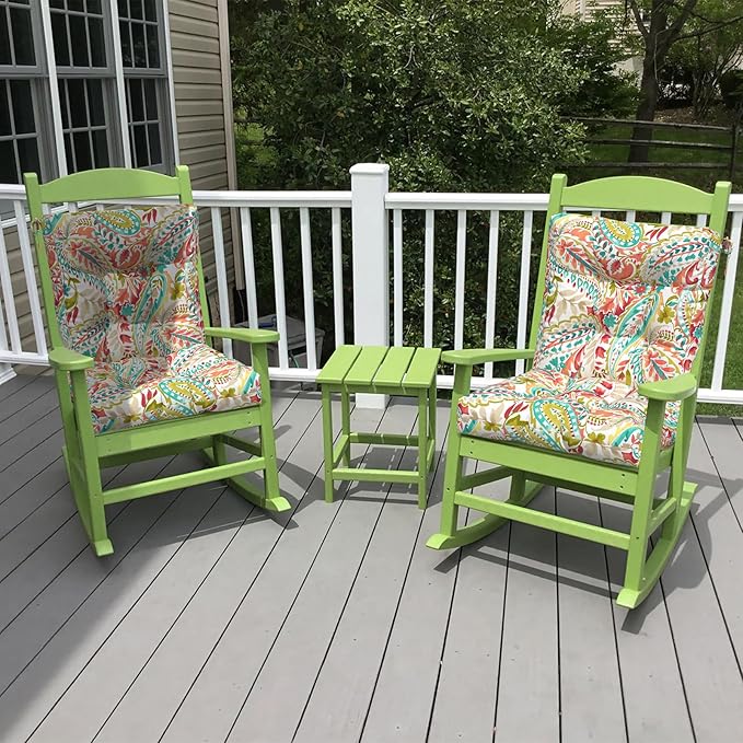 LVTXIII Outdoor Low Back Chair Cushions, Seasonal Replacement Adirondack Chair Cushion with Ties, Patio Waterproof Seat Cushions for Home Garden Use, 21 W x 21 D, Set of 2, Pretty Paisley-VerdiqueGarden