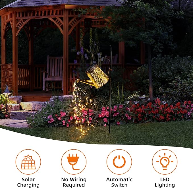 Otdair Solar Watering Can with Lights, Outdoor Garden Decor Waterproof Solar Garden Lights for Outdoor Pathway Yard Lawn Patio Party Decorations Gifts for Mom Grandma Birthday-VerdiqueGarden