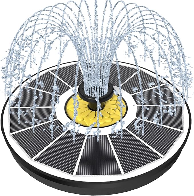 Solar Fountain for Bird Bath, 3.5W Upgraded Solar Bird Bath Fountains with 4 Fixed Pipes 7 Nozzles No Battery, Solar Fountain Pump for Bird Bath Outdoor(White)-VerdiqueGarden