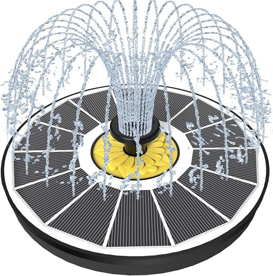 Solar Fountain for Bird Bath, 3.5W Upgraded Solar Bird Bath Fountains with 4 Fixed Pipes 7 Nozzles No Battery, Solar Fountain Pump for Bird Bath Outdoor(White)-VerdiqueGarden