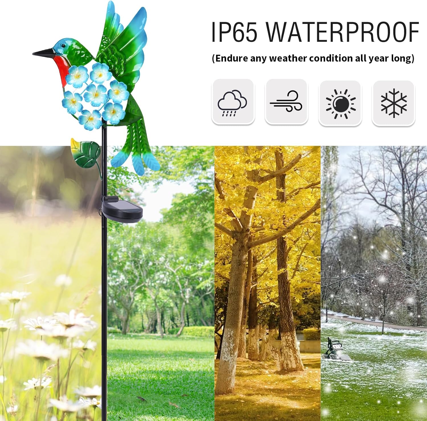 Solar Lights Outdoor Decorative Metal Solar Hummingbird Waterproof LED Metal Waterproof Garden Stake Lights for Walkway Pathway Lawn Patio Yard Decorations-VerdiqueGarden