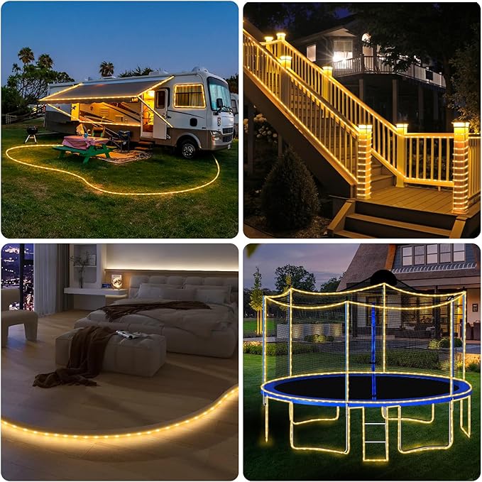 LED Rope Lights Outdoor String Lights,100ft 300LED Flexible Tube Lights Connectable Fairy String Light Plug in Waterproof 8 Modes for Indoor,Outside Home,Yard,Pool,Wedding,Garden,Patio Holiday Decor-VerdiqueGarden