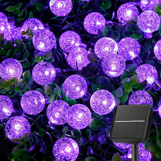 Brightown Purple Solar Halloween Lights Outdoor 60 Led 36 Feet Crystal Globe String Lights with 8 Lighting Modes, Waterproof Solar Powered Patio Lights for Garden Yard Porch Decor (Purple)-VerdiqueGarden
