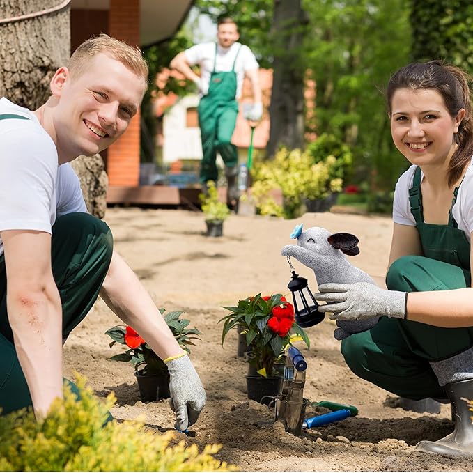 Solar Rabbit Statues for Garden Decor - Outdoor Bunny Figurine with Solar Lantern for Yard Patio Lawn Balcony Ornaments - Garden Gifts for Mothers Day, Grandma, Easter-VerdiqueGarden