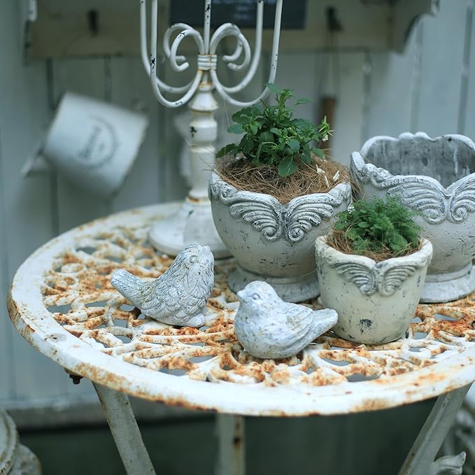 Outdoor Bird Statues Bird Decor Figurines for Home Cement Bird Sculpture for Patio Yard Lawn Ornament, 2style/Set,Indoor Outdoor Stone Bird Decorations Statue-VerdiqueGarden