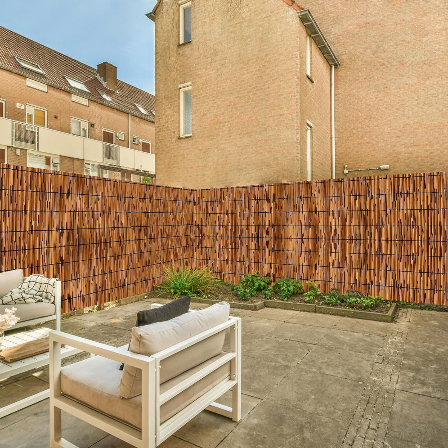 Reed Fencing Rolls, Decorative Bamboo Fencing 4ft High Roll Reed Screen, Bamboo Curtains for Balcony Patio Garden Backyard Outdoor (Light Russet)-VerdiqueGarden