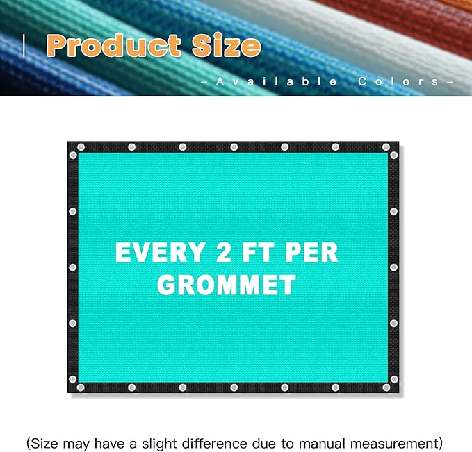VICLLAX Shade Fabric Sun Shade Cloth with Every 2 FT Grommets for Patio Garden Pergola Cover Canopy 5x22 FT, Turquoise-VerdiqueGarden