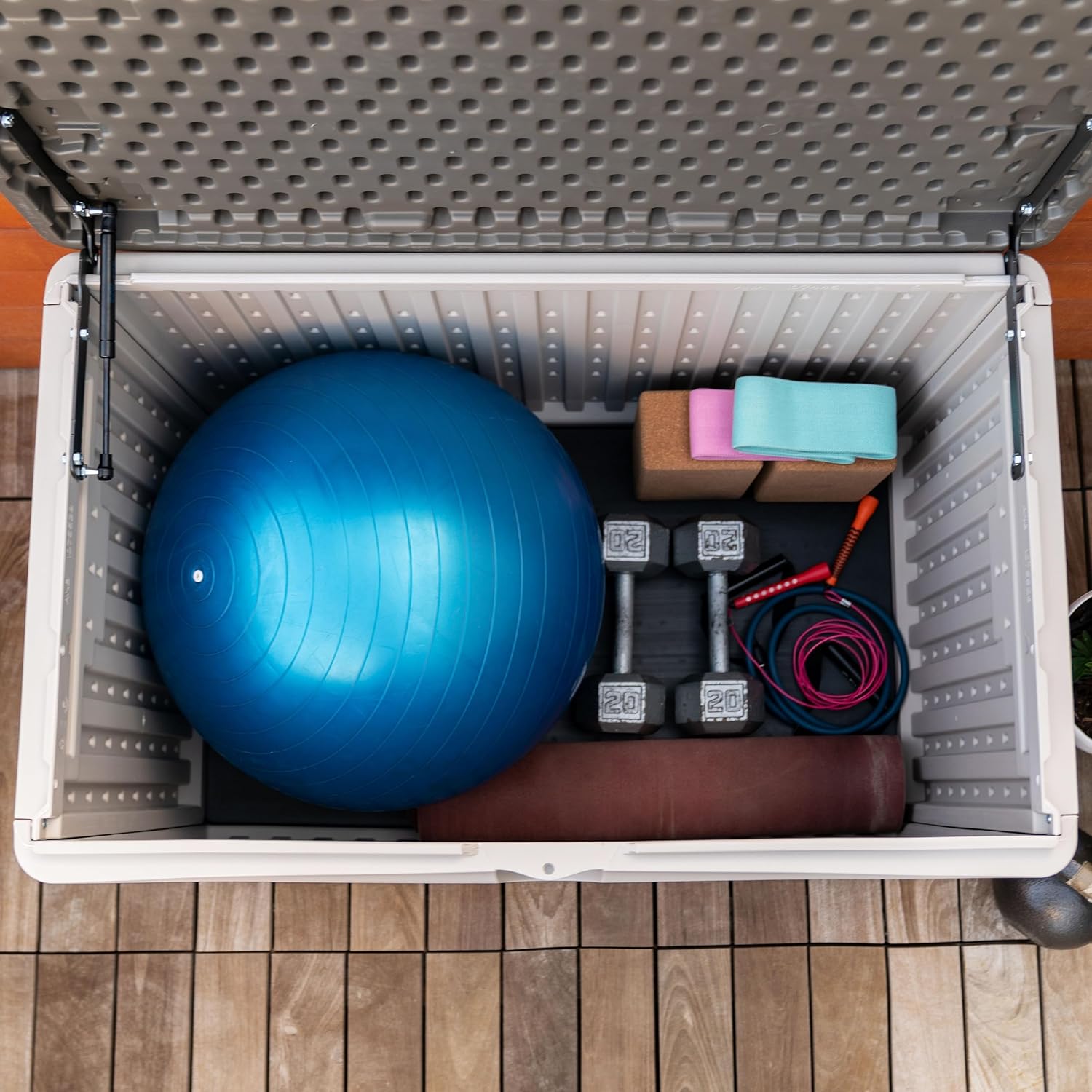 Lifetime 60103 Deck Storage Box, 80 Gallon, Desert Sand/Brown-VerdiqueGarden