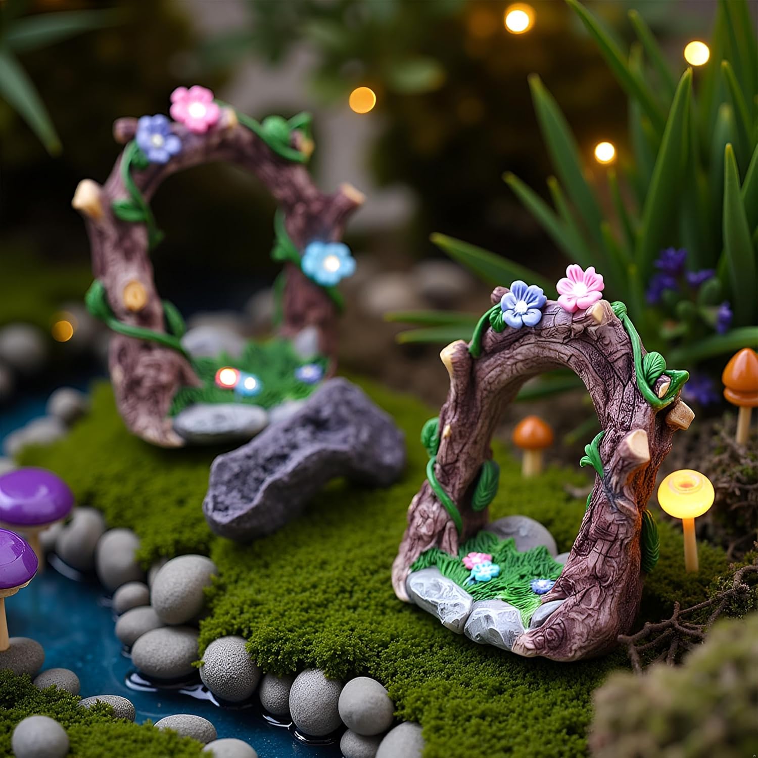 Kai Dream Miniature Fairy Garden Accessories, Resin Craft Flower Arch Figurine, 3.3 * 2 * 3.7 inches, Decorative Landscape, Dollhouse Decor-VerdiqueGarden
