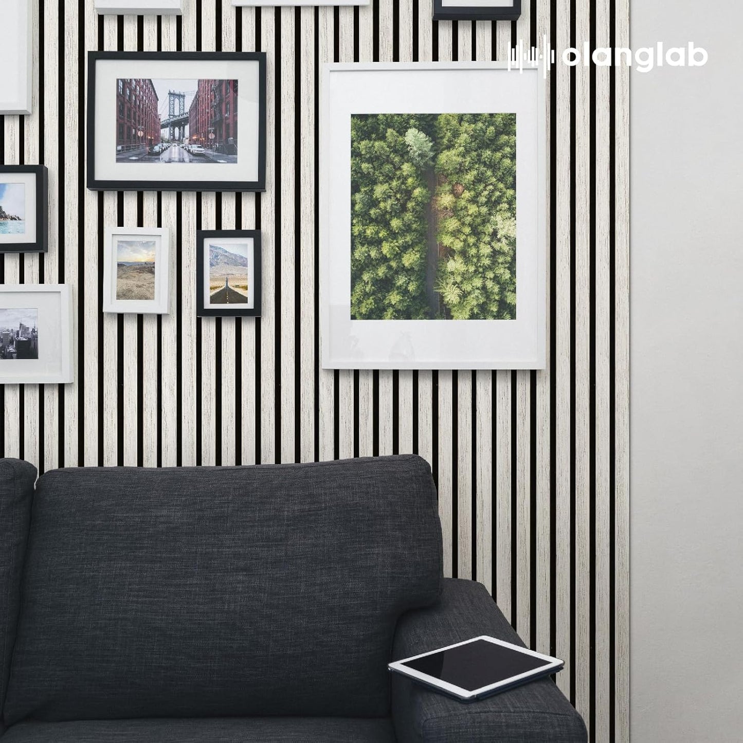 Olanglab Wood Slat Wall Panels 4 Pack, Wooden Acoustic Wall Panels, 94.5"x12.6" Each 3D Wall Panels for Interior Wall Decor (White-Extendo Trio)-VerdiqueGarden