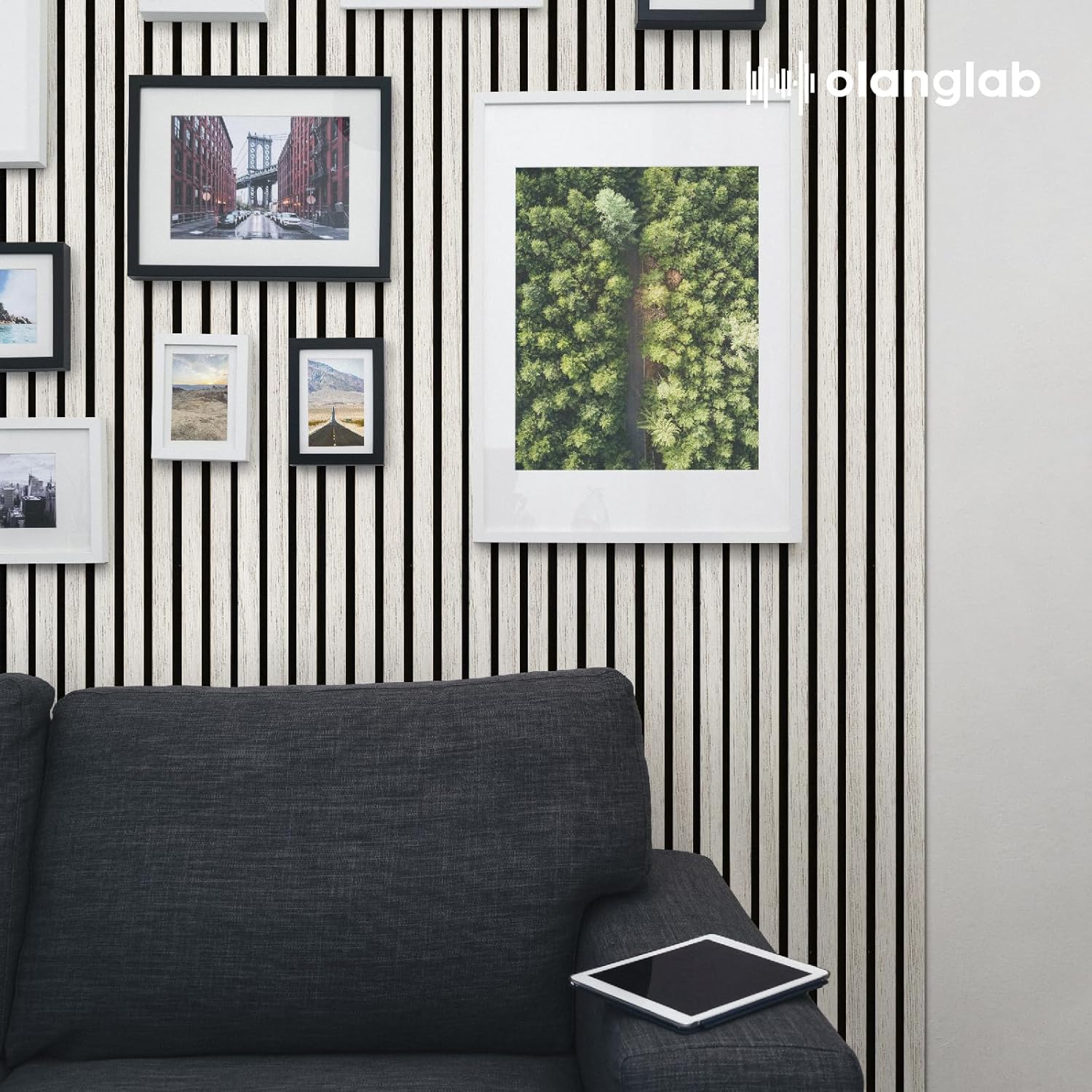 Olanglab Wood Slat Wall Panels 4 Pack, Wooden Acoustic Wall Panels, 94.5"x12.6" Each 3D Wall Panels for Interior Wall Decor (White-Extendo Trio)-VerdiqueGarden