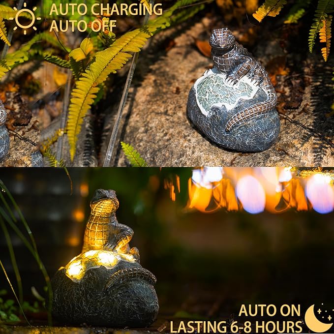 Solar Garden Outdoor Statues Lizard with LED Lights - Lawn Decor Lizard Statue for Patio, Balcony, Yard Ornament - Unique Housewarming Gifts-VerdiqueGarden