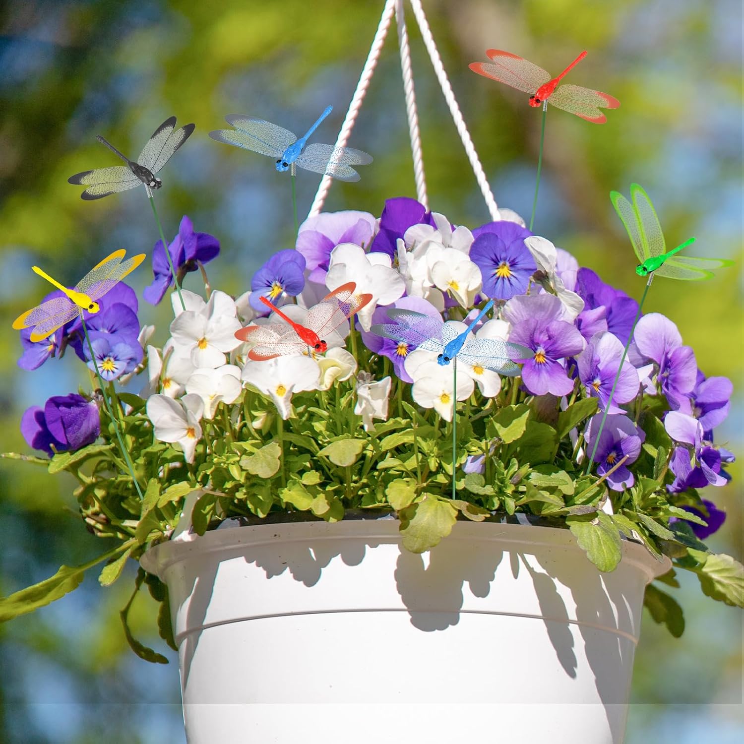 NiHome 9.8" Dragonfly Decorative Garden Stakes for Outdoor & Indoor, Waterproof PVC Wings and Durable Plastic Body, Easy Installation & Weather Resistant for Flower Beds, Potted Plants, Walls (7PCS)-VerdiqueGarden