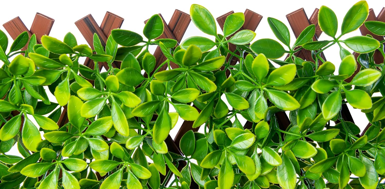 Naturae Decor PVC Expandable Trellis - Outdoor Privacy Screen - Sturdy and Flexible - Realistic Look - 36 in x 72 in - Schefflera Leaves-VerdiqueGarden
