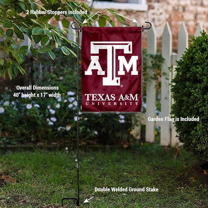 College Flags & Banners Co. Texas A&M Aggies Garden Flag with Stand Holder-VerdiqueGarden