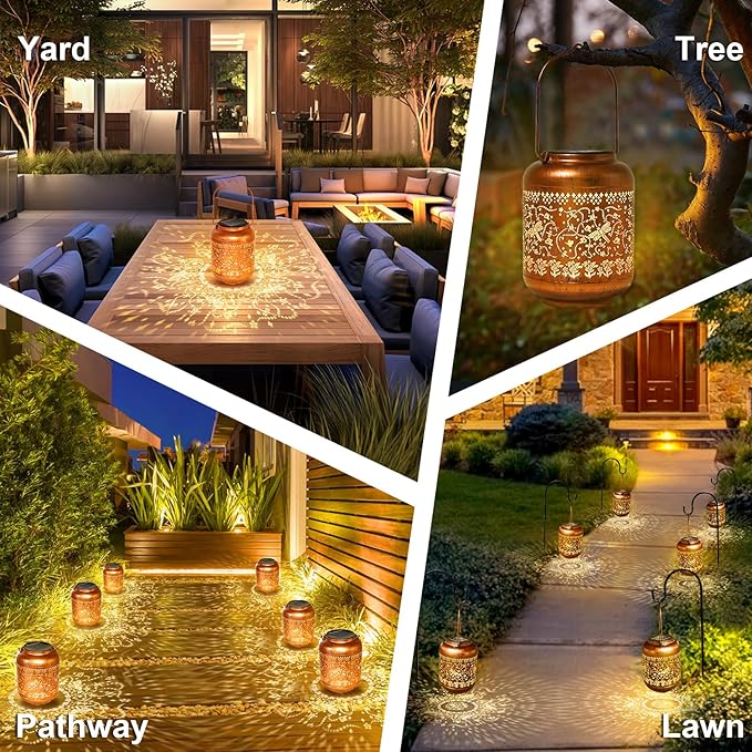 Dragonfly Solar Lanterns Outdoor Hanging Waterproof Dragonfly Garden Decor Christmas Gifts for Women Mom Grandma Metal Solar Lights Decoration Outside for Yard, Patio,Pathway Landscape-VerdiqueGarden