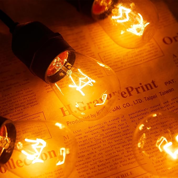 Moonflor 26 Pack S14 Light Bulbs, 11 Watt Replacement Incandescent Glass Bulbs with E26 Medium Base for Outdoor Patio Garden Vintage String Lights-VerdiqueGarden