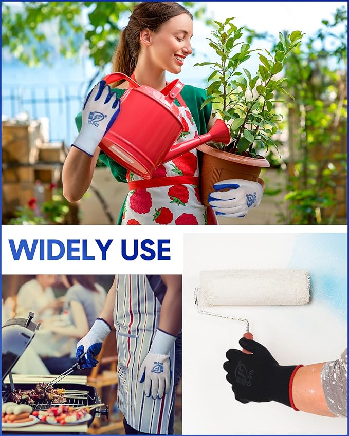 Nuogo 24 Pairs Gardening Gloves for Men Women Rubber Coated Landscaping Work Gloves Safety Work Construction-VerdiqueGarden