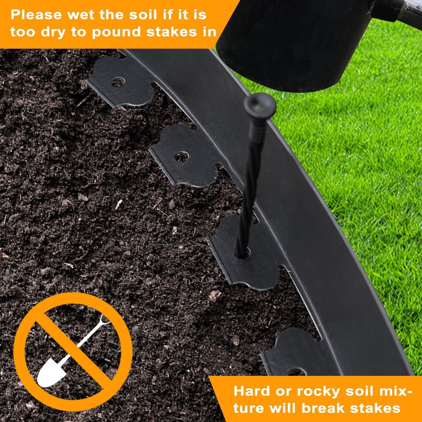 Hugeleaf 4.5 Inch Tall Landscape Edging 60 Feet Garden Edging with 60 Spikes, Plastic Landscape Border Edging for Landscaping Lawn, Flower Beds(Black)-VerdiqueGarden