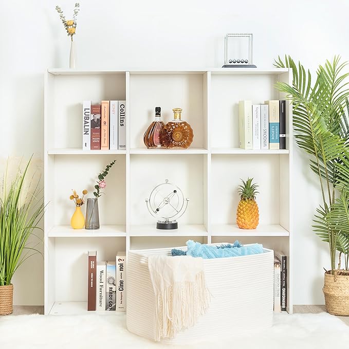 MINTWOOD Design 22in Extra Large Blanket Basket Holder Living Room, Rectangle Rope Woven Storage Basket with Handles for Laundry, Pool Towels, and Shoes, Dog Toy Organizer Bin Box, Creamy White-VerdiqueGarden