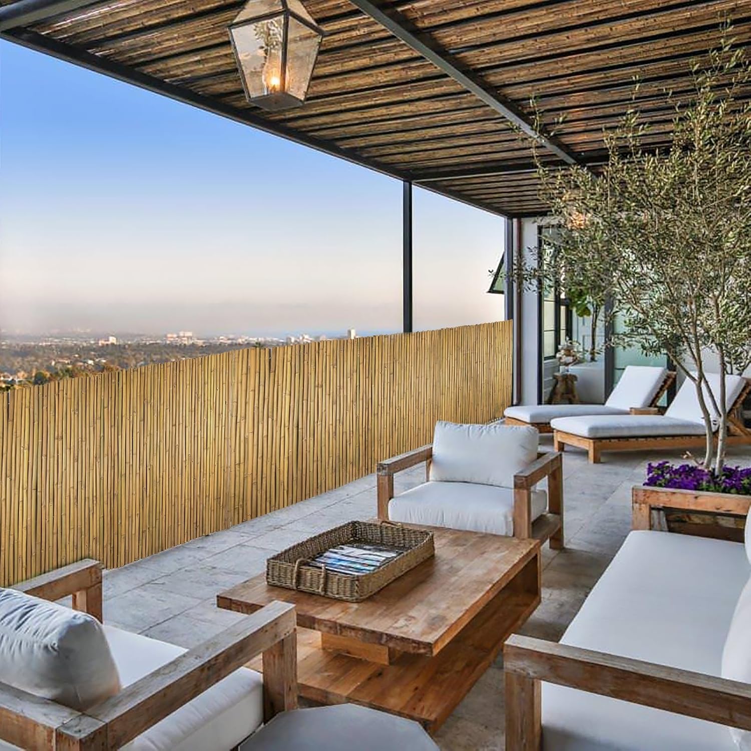 4Ft High x 6 Ft Long x 0.7In D Bamboo Screen, Natural Bamboo Fence Rolls, Eco-Friendly Fencing for Outdoor Balcony Patio Garden Border Pool-VerdiqueGarden