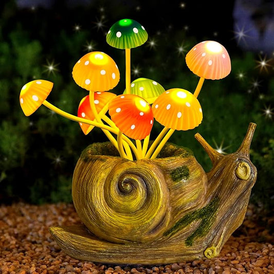Solar Lights Outdoor Fairy Garden Accessories, Snail Statues Garden Decor for Outside, Gifts for Mother's Day Yard Decorations Patio Lawn Porch Balcony, Unique Housewarming Gifts for Women Mom Grandma-VerdiqueGarden