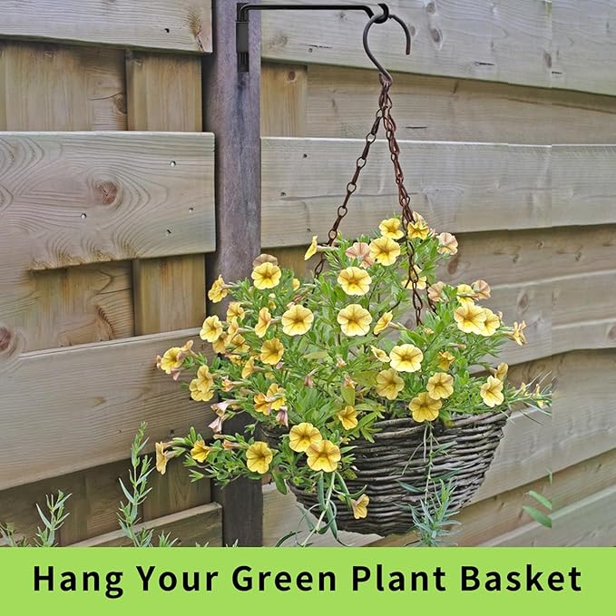 10 Inch Hanging Plant Holder, Wall Plant Hanger, Plant Hangers Outdoor, Swivel Plant Hanger, for Outdoor Hanging Bird Feeders, Wind Chimes, Plant Baskets, Black-VerdiqueGarden