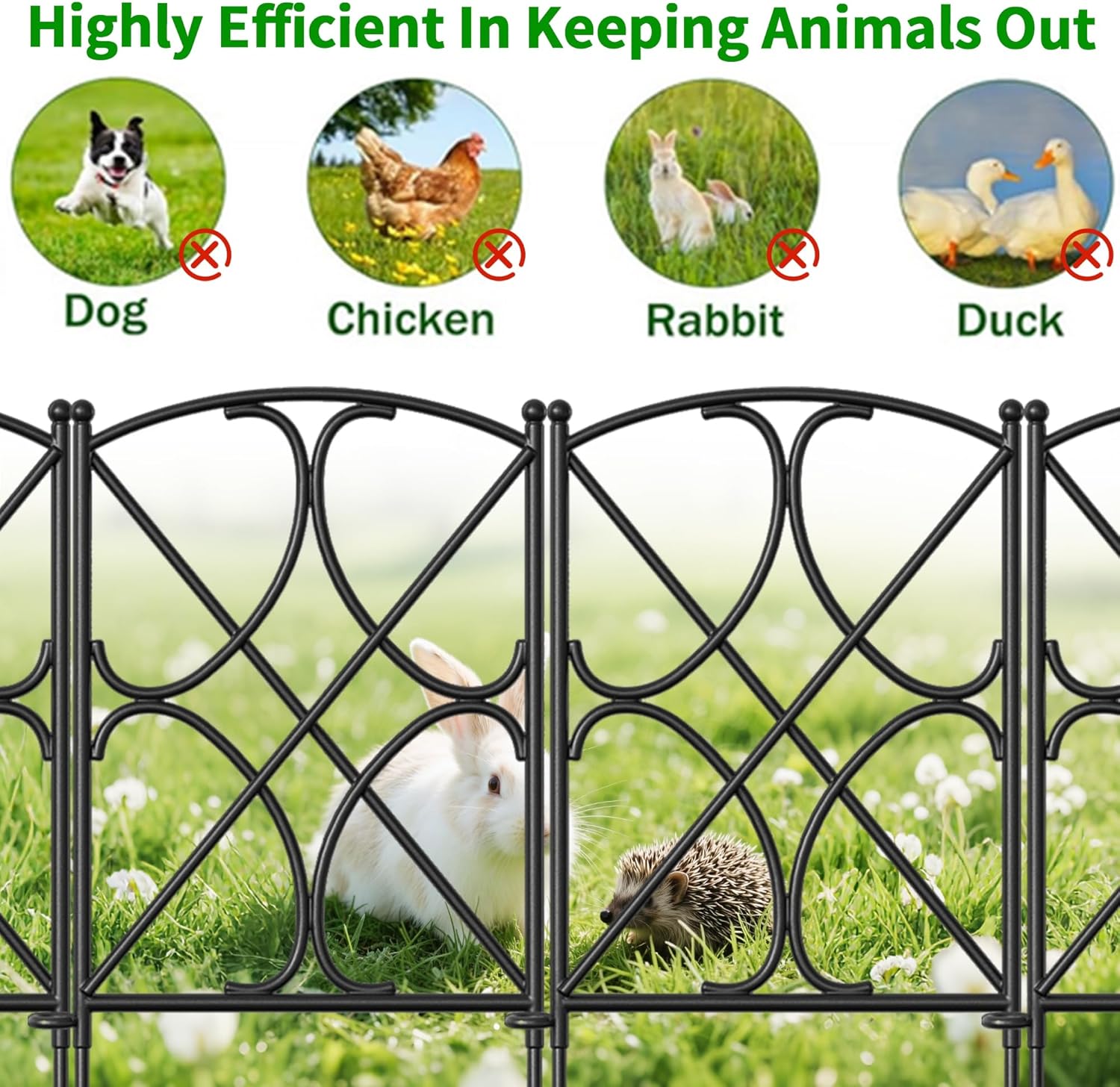 AMAGABELI GARDEN & HOME 10 Panels 24in(H)×10ft(L) Decorative Garden Fences and Borders for Dogs Rustproof Metal No Dig Fence Panels Garden Edging Border for Animal Barrier Flower Beds Yard Patio-VerdiqueGarden