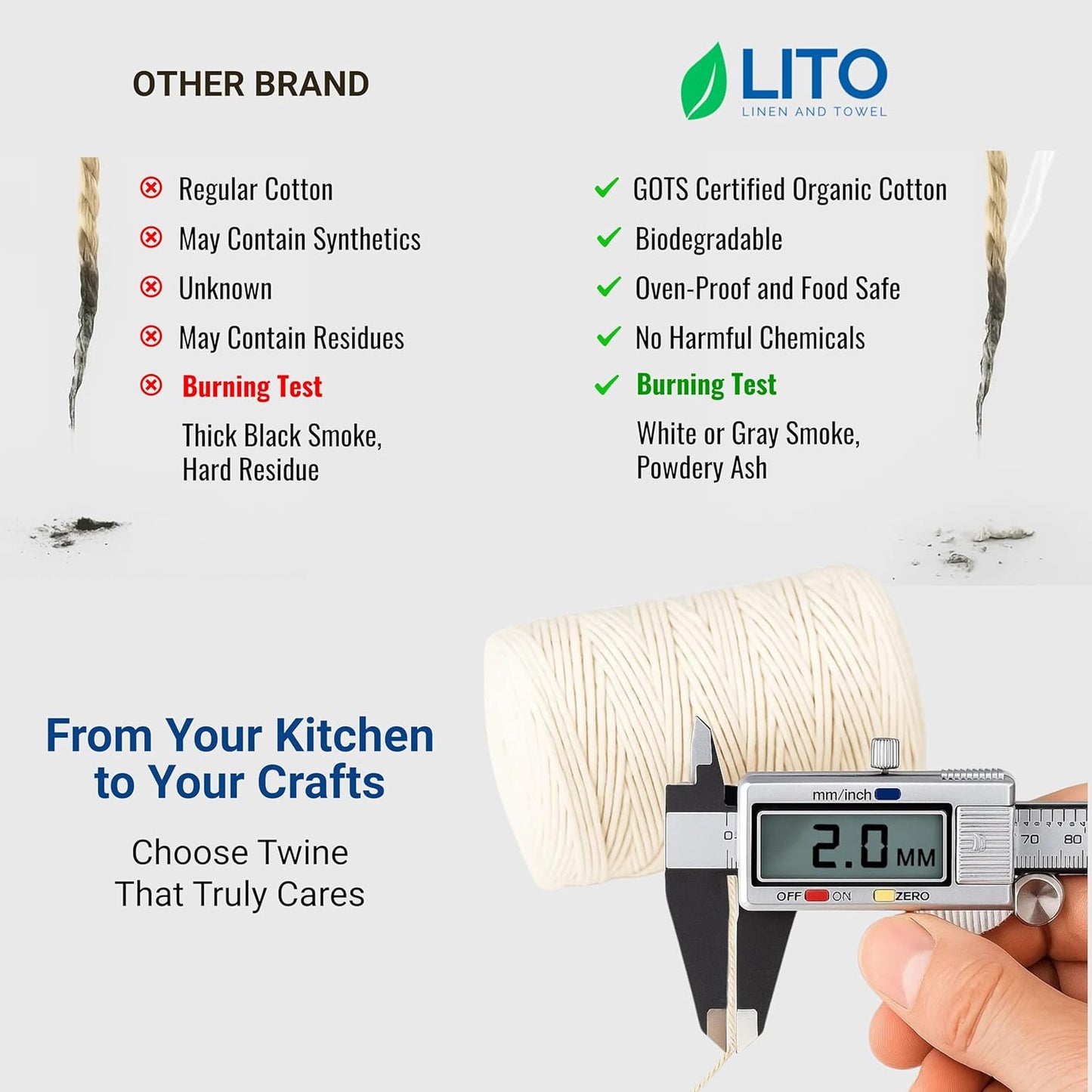 Organic Butcher’s Twine for Cooking & Trussing – 2mm Heavy-Duty Natural Cotton Kitchen Twine 500 Feet – Food-Safe, Oven-Safe String for Meat, Turkey, Baking, & Crafts-VerdiqueGarden