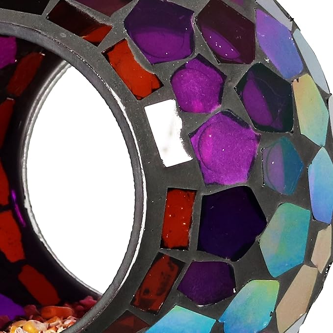 Sunnydaze 6-Inch Glass Mosaic Hanging Bird Feeder for Outdoors - Fly-Through Wild Bird Feeder - Iridescent Purple Mosaic-VerdiqueGarden